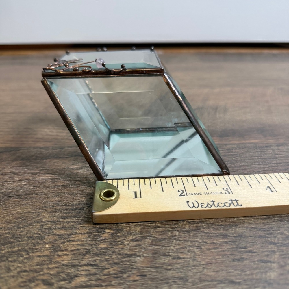 Vintage Trinket Box Small Fairy Beveled Glass 1997 Signed - Picture 4 of 8